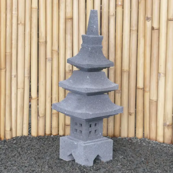 Product image 4 of the product “Japanese style Garden Lantern, made from Andesit Stone. Multipart. 90 cm Height, Roof is 30 cm width. ”